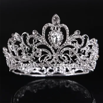 

Vintage Baroque Wedding Crown Crystal Rhinestone Tiara and Crown Hair Jewelry Silver Color Headpiece Bridal Hair Accessories JL