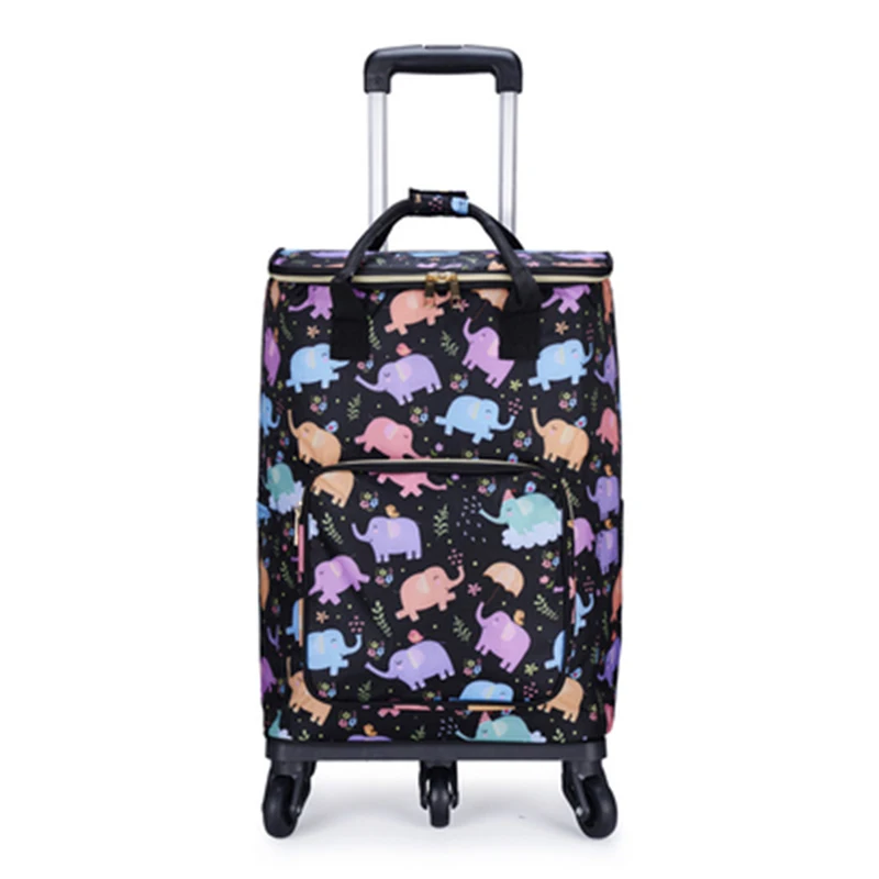 Us 55 64 7 Off Aluminum Foil Tin Insulation Trolley Bag Handbag Refrigerated Fresh Ping With Wheels Woman Elder Folding Cart In