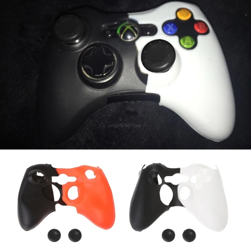 

New Double-Color Silicone Gamepad Cover Case 2 Joystick Cap For XBOX 360 Controller