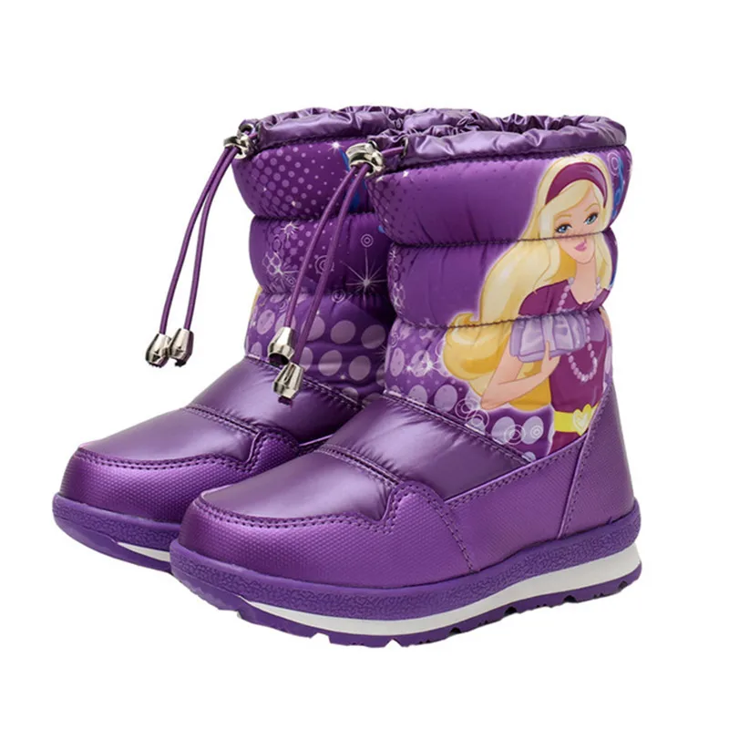 Водонепроницаемые Нескользящие сапоги для девочек; зимние сапоги для маленьких принцесс; Детская шерстяная обувь; плотные зимние сапоги; хлопковая обувь
