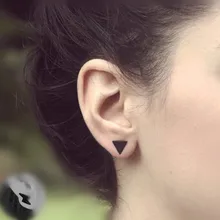 New fashion black gold silver 3 color western triangle round flash stud font b earrings b
