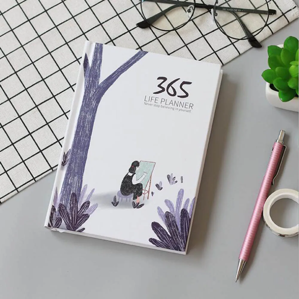 

2018 Daily Plan Notebook Office School Scheduling Planner Organizer DIY Bullet Journals Supply Book Cute Diary Agenda