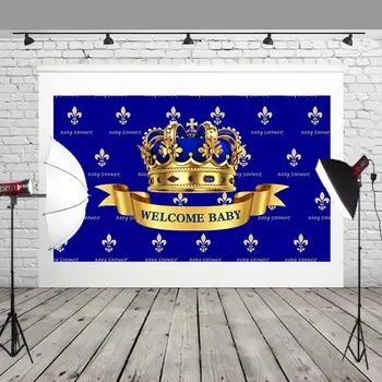 

HUAYI Boy Happy Birthdfay King Gold Crown Baby Shower Decorations Pregnant Photo Studio Props Polyester Wallpaper W-895