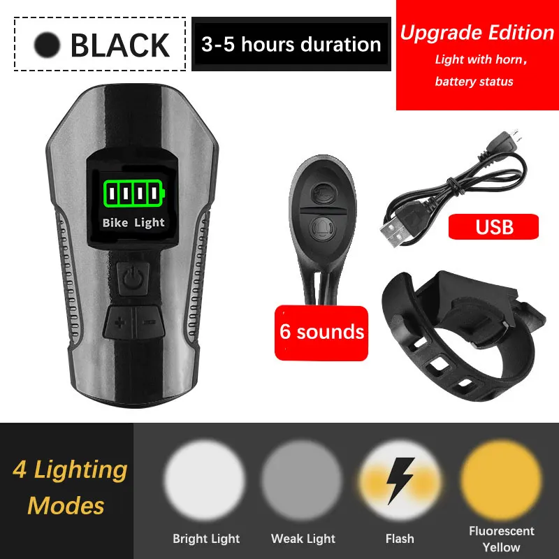 Vertvie Computer Cycle Speedometer Lights LED Cycling Headlight Horn Flashlight USB Bicycle Lamp Bike Front Light Handlebar Tool - Цвет: 05