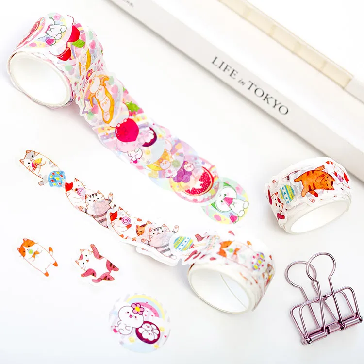 

Cartoon Candy Elves DIY Scrapbooking Decorative Stickers Masking Tape Washi Tape Cute Cat Sealing Sticker Kawaii Stationery