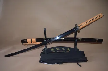 

Handmade Full Tang Japanese Samurai Katana Toad Home Decor Metal Kendo Sword Damascus Folded Black Steel Sharp Battle Ready