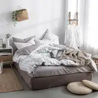2019 New Product 100% Cotton Washed cotton printed bedding sets of duvet covers bedding flat pillowcase(fitted sheet style)