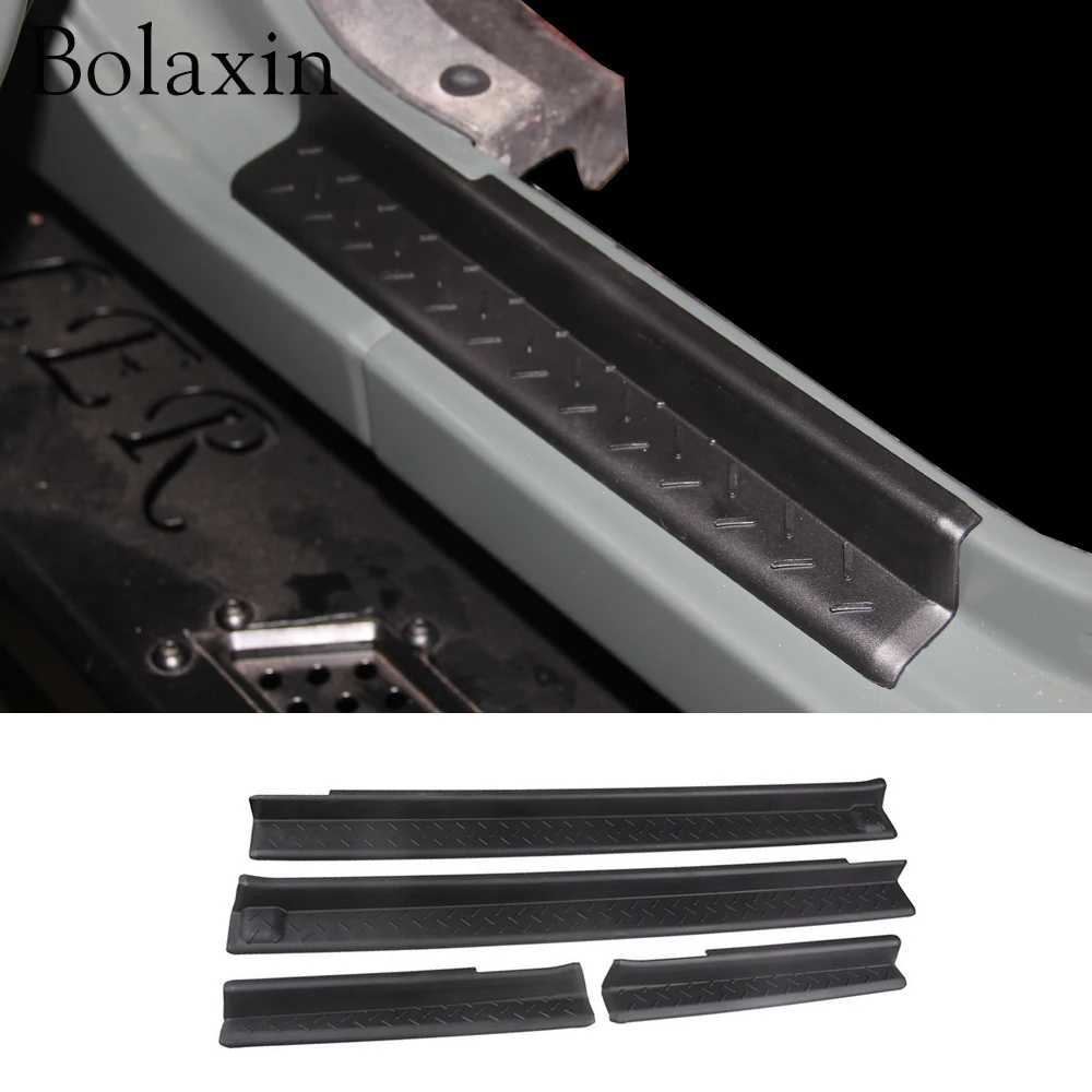 Bolaxin Black ABS Door Scuff Plates Protectors Cover Trim Kit Non slip