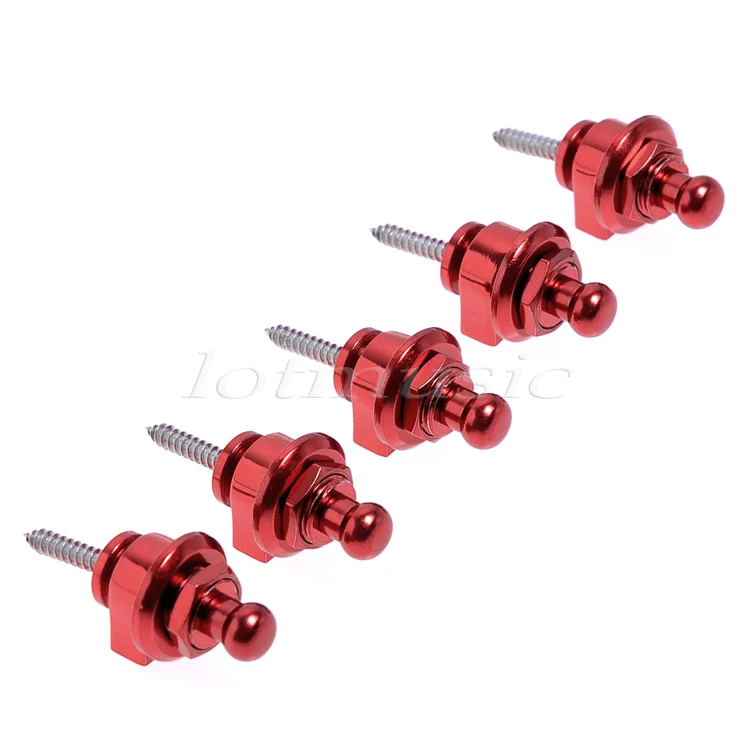 

5Pcs Schaller Style Guitar Strap Lock Red Round Head Straplocks
