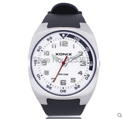 

Brand Mens Sports Casual Watch Quartz Analog Waterproof 100m Resin Strap Swim Watch Numbers Dial