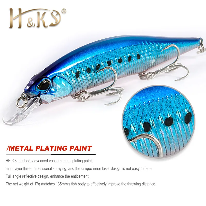 

2018 H&K New Hot Model Fishing Lures 135mm 17g Fixed Weight System Hard Bait Quality Wobblers Minnow Fishing Tools HK043