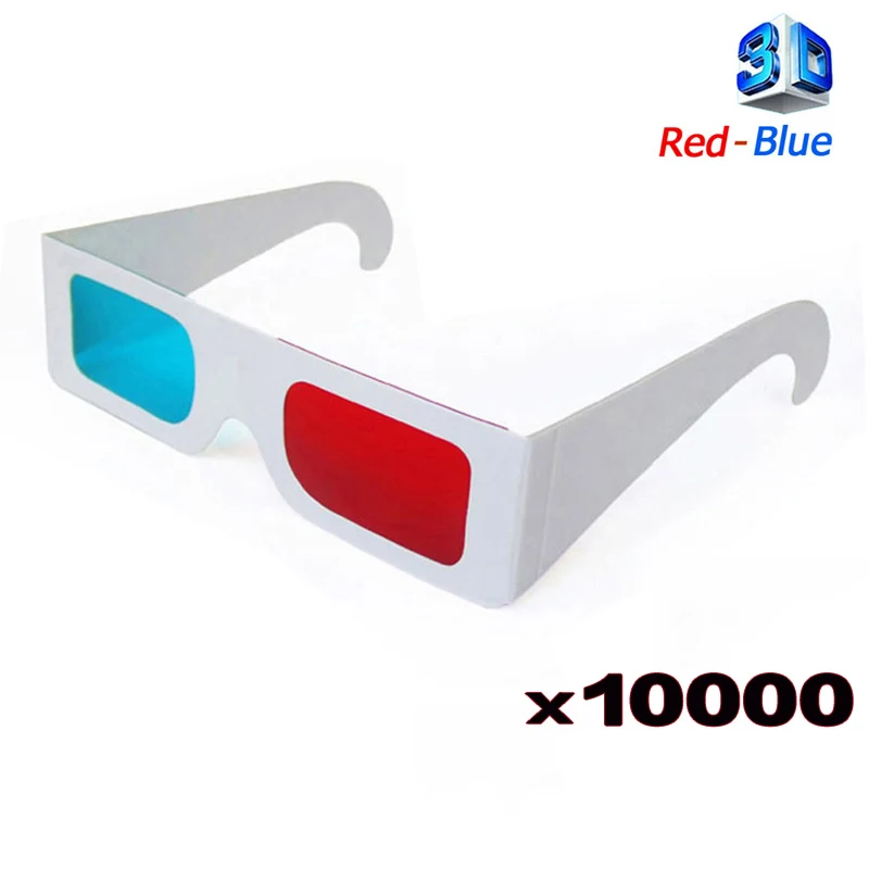 

Hot 10000pcs/lot Universal Anaglyph Cardboard Paper Red & Blue Cyan 3d Glasses For Movie Wholesale