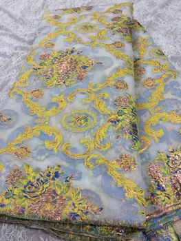 

embroiderd lace fabric Jolin-10793 with sequins beautiful Nigerian sequins lace fabric for party dress