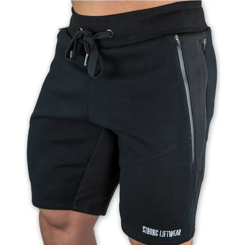 

2019 Summer Men Training Exercise Shorts Side Big Zipper Jogger Sport Running Sweatpants Gym Fitness Workout Cotton Shorts