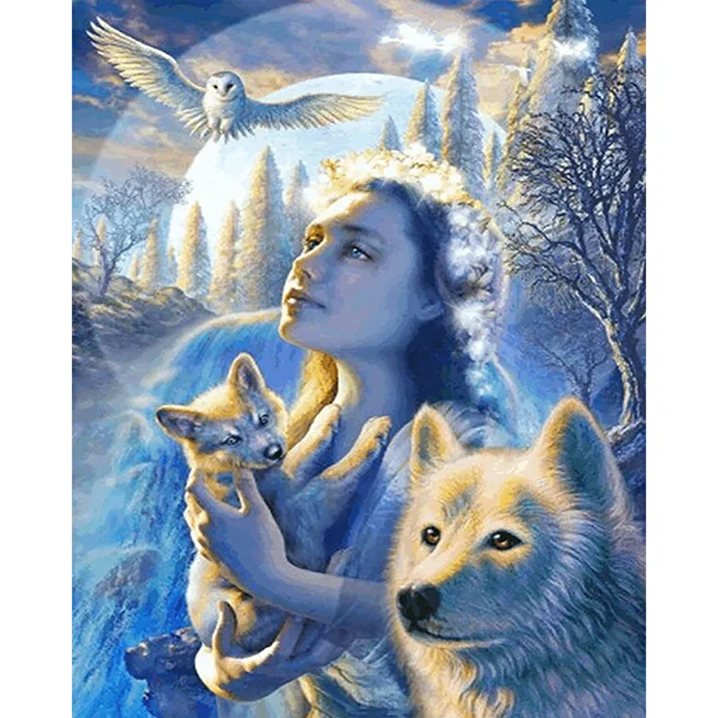 5D Diy Full Diamond Painting cartoon animal wolves&ampbeauty owl Stitch Mosaic Craft Embroidery home painting | Дом и сад