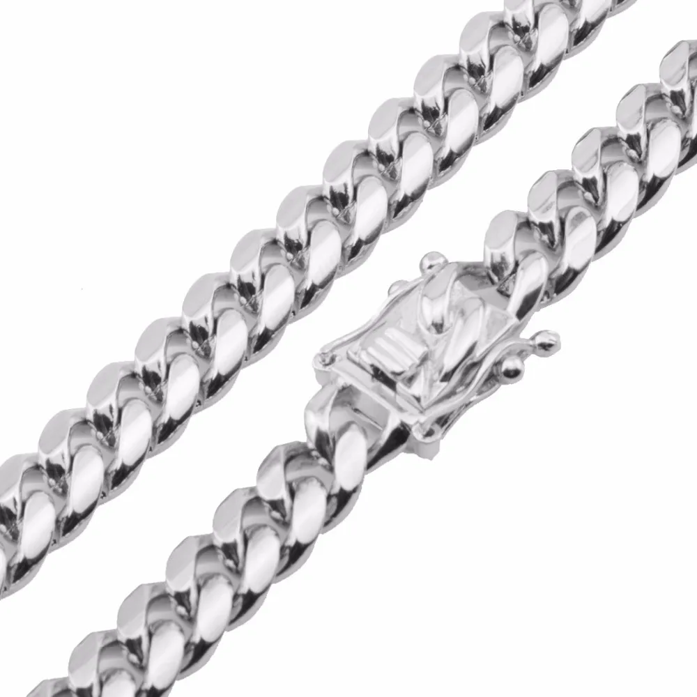 8-18mm Wide 8-40inch Length Men's Silver Color Stainless Steel Miami Curb Cuban Link Chain Necklace Fashion Jewelry Gift