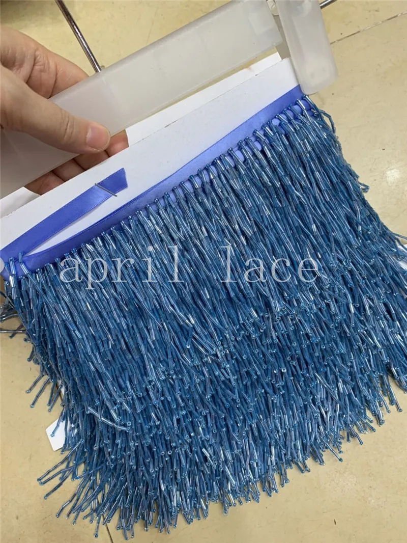 cheap ss003# 10 yards bag blue color 9 cm width ribbon fringe tassel for bridal gown wedding dress decoration