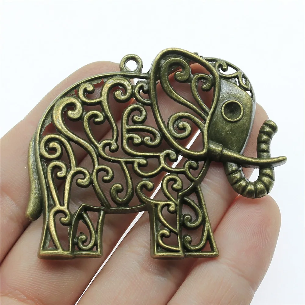 

WYSIWYG 1pcs 60x50mm Vintage Big Elephant Charms Charm For Jewelry Making Antique Bronze Color Elephant Charms Charm Elephant
