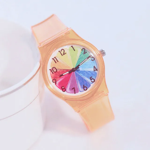 Children's Quartz Watches Fashion Color Dial Silicone Transparent Strap Students Children's Quartz Watches Fashion Color Dial Silicone Transparent Strap Students