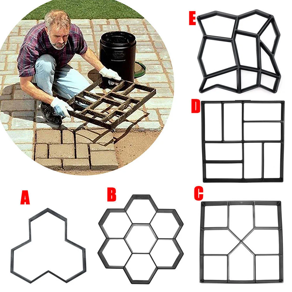 Garden DIY Plastic Path Maker Pavement Model Concrete Stepping Stone Cement Mould Brick TT-best