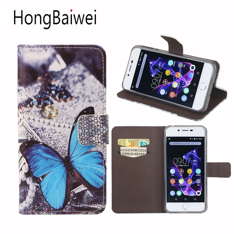 

HongBaiwei For PPTV V1 Case Fashion Girl Butterfly Pattern Flip Leather Wallet Phone Bag Case for PPTV V1