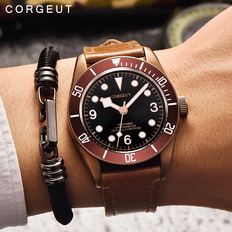 

Top Luxury Brands Schwarz Bay Men Automatic Mechanical Watch PVD Case Luminous Waterproof Military Sport Swim Watches