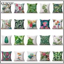 Por Tropical Rainforest Decorations Cuscov Tropical Rainforest Plant Polyester Sofa Cushion Cover Leaf Geometry Wedding Decoration Pillow Case Chair
