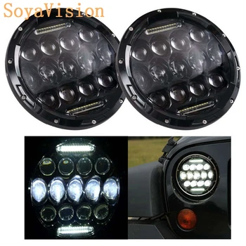 

2PCS 7Inch 75W Led Headlight H4 H13 Drl High Low Beam 6000K Dc 12V 24V for Offroad 4X4 Auto For Jeep Jk Wrangler Lada