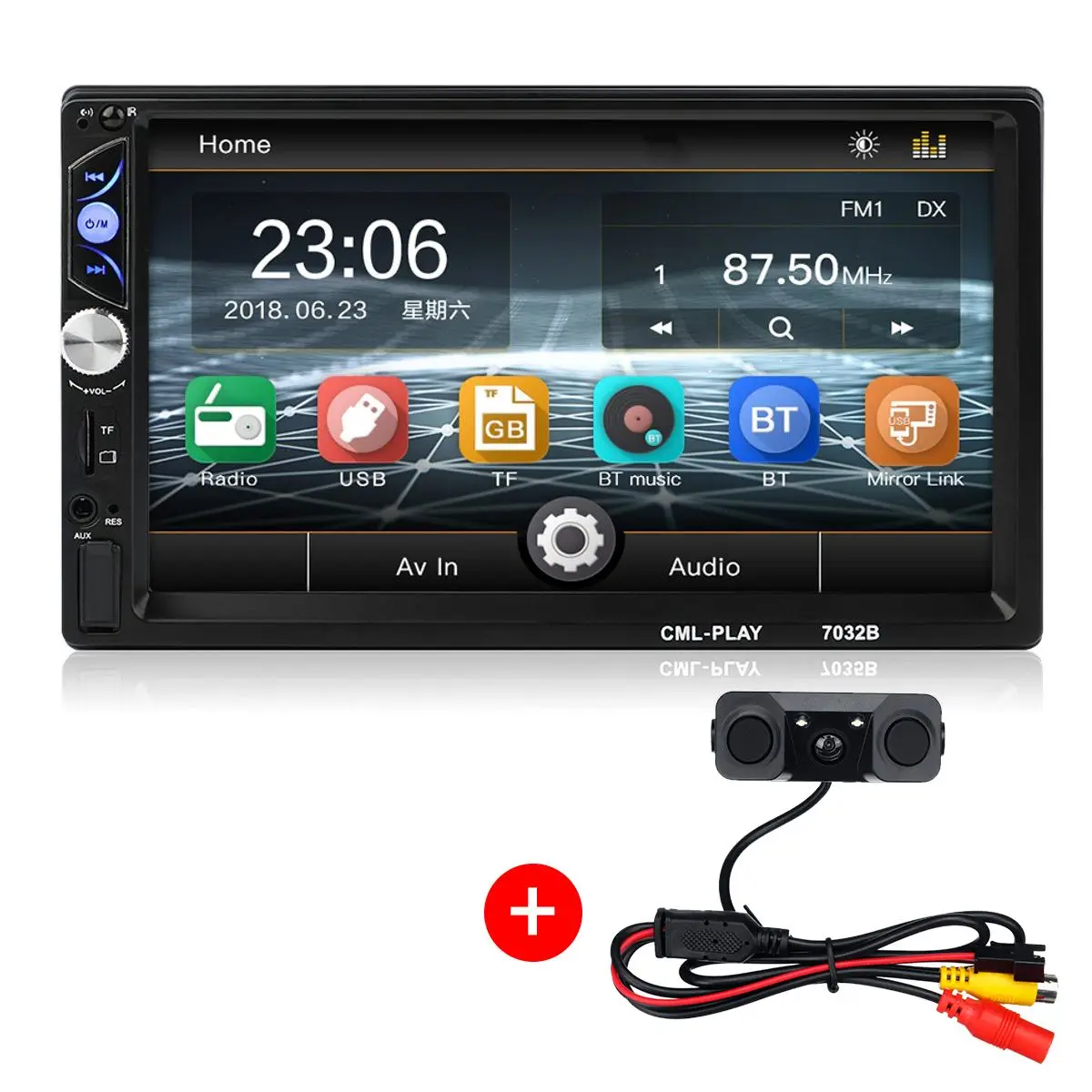 " 2Din HD Универсальный автомобильный стерео DVD MP4 плеер bluetooth FM Aux вход радио развлечения мультимедиа Aux для сенсорного экрана F6060B - Цвет: with camera cable