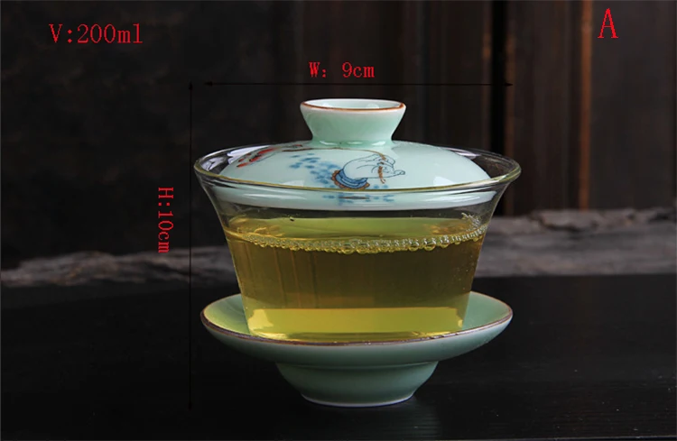 Особенности чаша celadon Sancai, ручная роспись синяя и белая керамическая чаша, Китай Dehua керамический чайный сервиз Gai wan