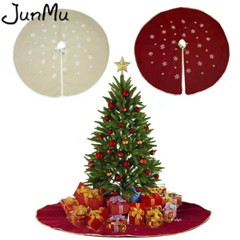 

48inch Burlap Snowflake Christmas Tree Skirt Christmas Decorations for Home Xmas Tree Skirt Event Party Supplies