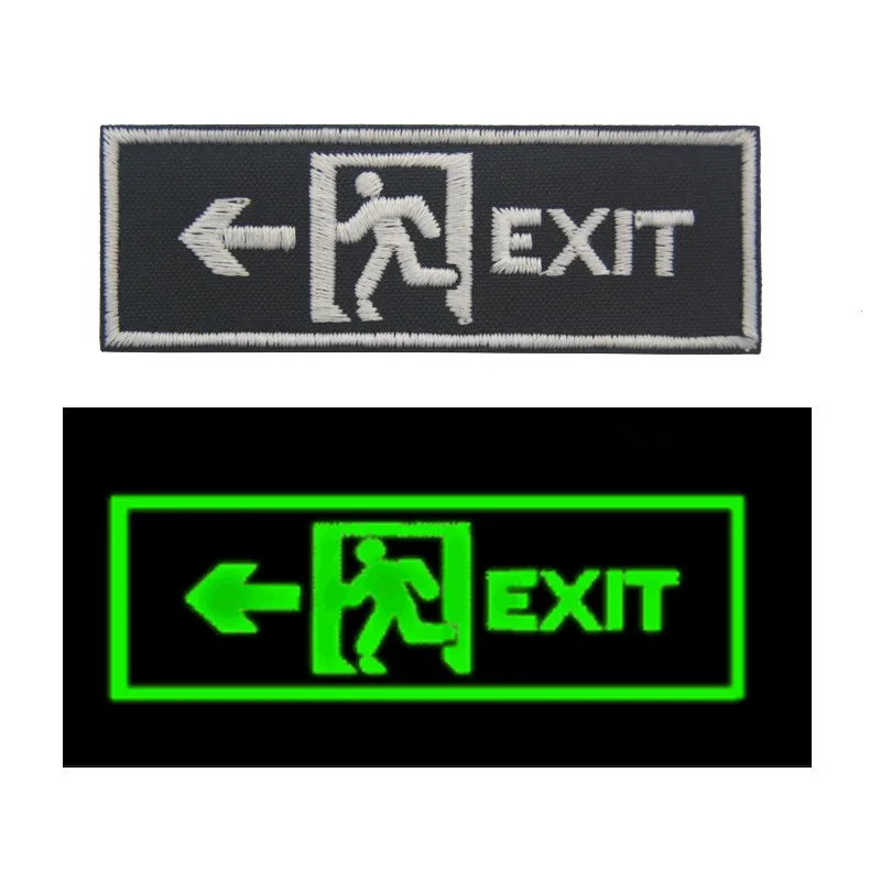 

Embroidered EXIT Patch hook back glow in the dark military patches army Outdoor tactical badge for backpack funny words