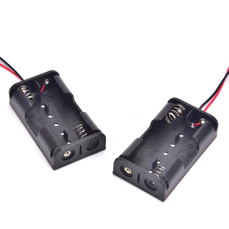 2pcs/lot DIY 2 Slot Power Bank 3.7V 18650 Battery Holder Plastic Battery Holder Storage Box Case With Wire Leads
