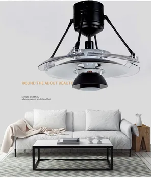 

New LED with Fan with Light Creative Simple Fan Light Invisible Fan Light Black Ceiling Fan