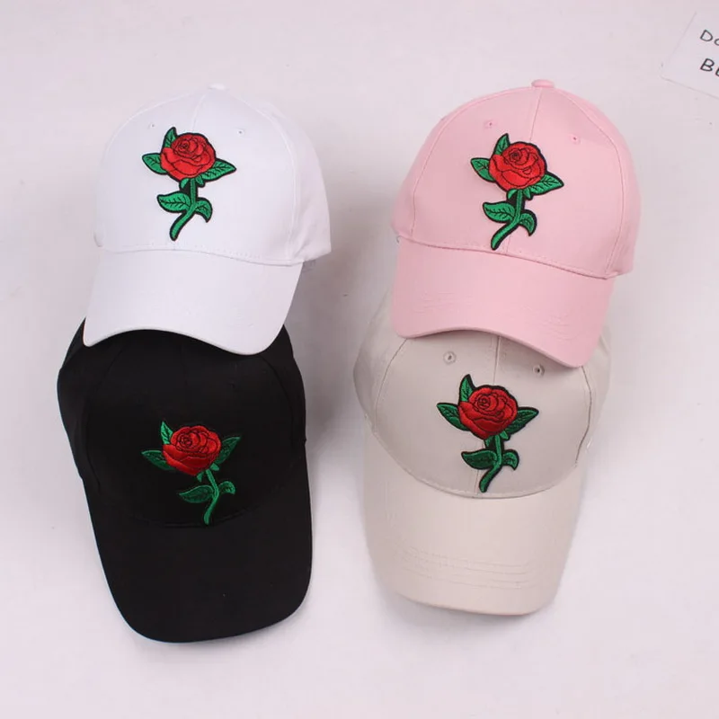 

Fashion Canvas Couple Hats Flower Rose Embroidery Dad Hats Baseball Hip Hop Caps