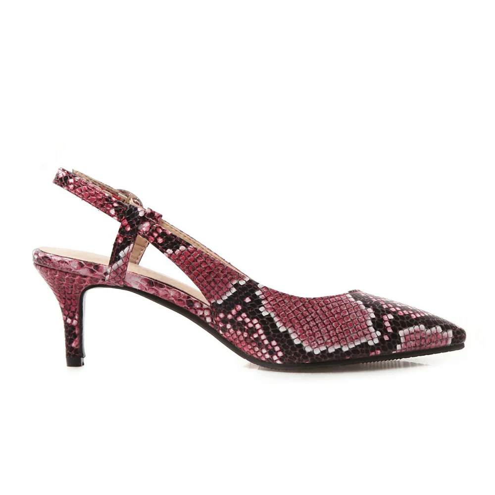 Women's Elegant Snake Print High Heels Red Side 1