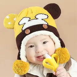Красивая осенне-зимняя детей вязаный крючком вязаная детская шапка для детей подарок ребенку Кепки s защитить уши малышей Детские теплые