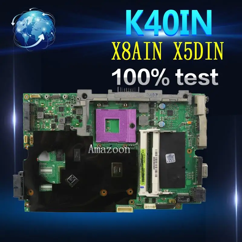 

Amazoon K40IN K50IN Laptop motherboard for ASUS K40IN K50IN X8AIN X5DIN K40IP K50IP K40I K50I K40 K50 Test original mainboard