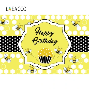 

Laeacco Birthday Bee Party Pattern Poster Baby Children Scene Photographic Background Wall Photography Backdrop For Photo Studio