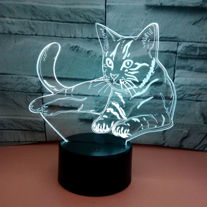 YIMIA новинка подарок USB 7 цветов меняющая Мягкая игрушка "Спящий котенок" светодиодный ночник 3D настольная Сенсорная лампа детский ночник