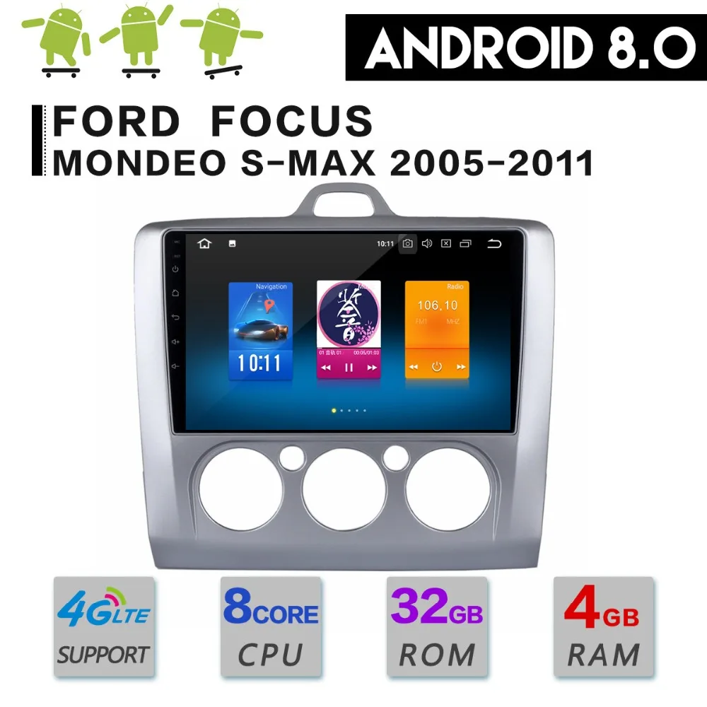 

The Newest Android8.0 Car NO DVD Player Octa 8 Core 4GB RAM 32GB ROM GPS Navi For Ford Focus 2005-2011 Headunit Autoradio