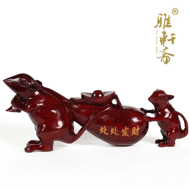 

Rosewood woodcarving and ornaments in E twelve zodiac bag female mouse Home Furnishing feng shui ornaments