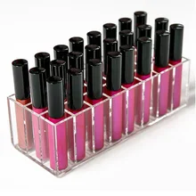 AILA Acrylic Lip Gloss Holder 24 Slots Lipstick Box Display Stand Sundry Storage Box Cosmetic Makeup Organizer
