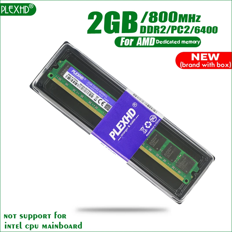 PLEXHD 2 Гб DDR2 PC2-6400 800 МГц 2G PC2 6400 для настольных ПК DIMM оперативная память 240 контакты для AMD Высокая совместимость