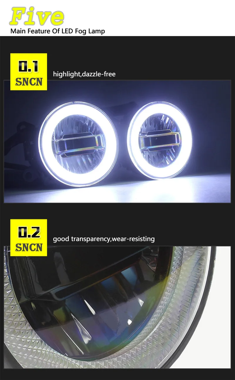 SNCN 3-в-1 Функция авто светодиодный Ангельские глазки дневного светильник автомобиля проектор противотуманная фара для Ford Ranger