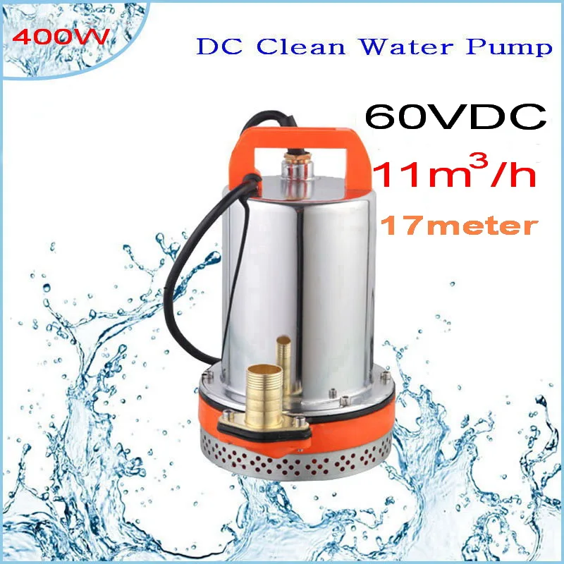 12V 24v 48 60v 400w 11t/h High Lift DC Submersible Water Pump Electric