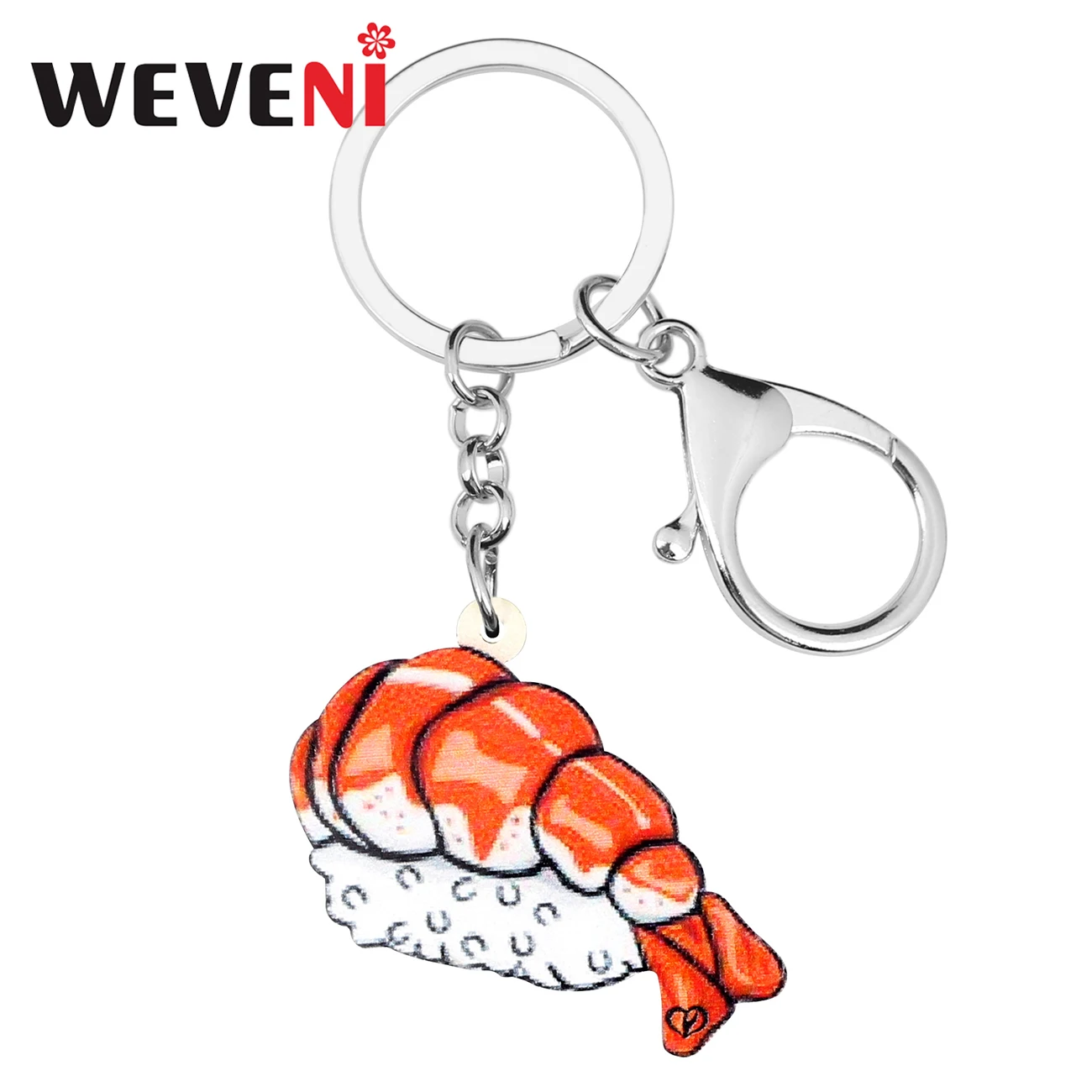 

WEVENI Acrylic Japanese Prawn Sushi Anime Key Chains Keychains Rings Trendy Cate Jewelry For Women Girls Charms Gift Summer New