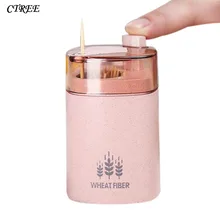 CTREE 1 шт. держатель зубочистки Пшеничная солома Автоматическая подставка для Зубочисток контейнер милый в форме сердца декор зубочистка коробка для хранения C607