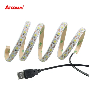 

5050 USB LED Strip Light 1 Meter IP65 Waterproof DC 5V 60 LEDs Flexible LED Diode Ribbon Tape Lamp Warm White Cool White