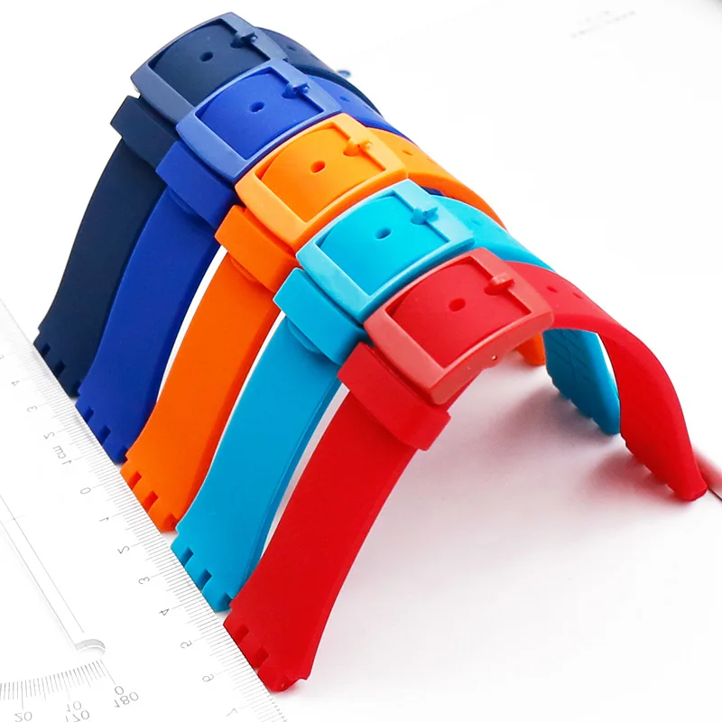 Pin buckle 20mm silicone strap men for Swatch SUSB401SUSW402SUSN400SUSL400 rubber strap waterproof bracelet watch band